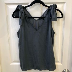 Banana Republic Tie-Shoulder Matte Black Tank Top